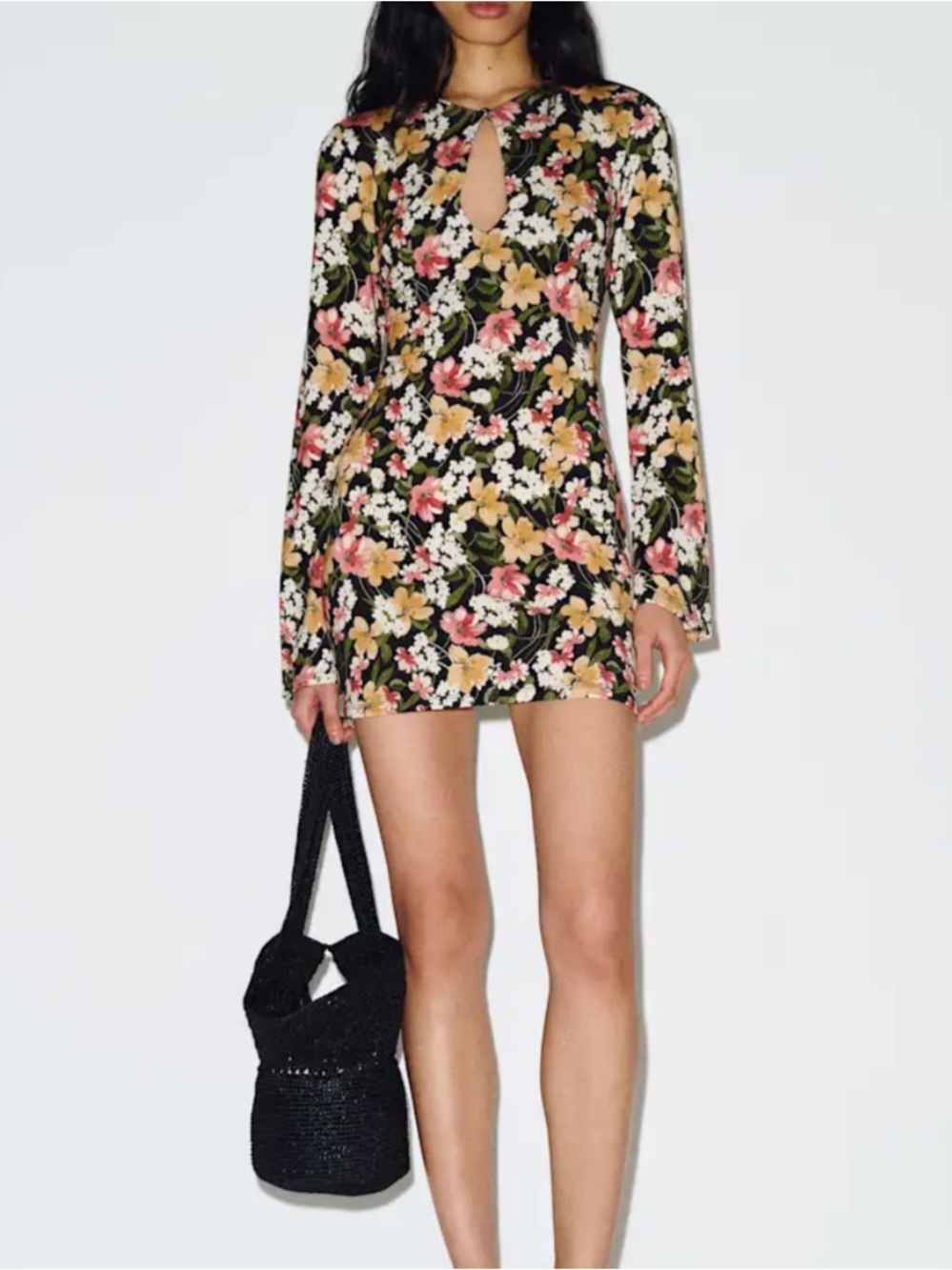 NWT Reformation Piper Knit Keyhole Long-Sleeve Mini Dress